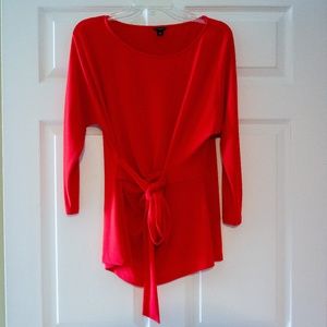 Orange Faux Wrap Jersey Top AT